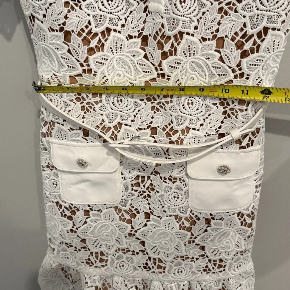 Self-Portrait White Lace Pocket Minidress - Picture 11 of 14